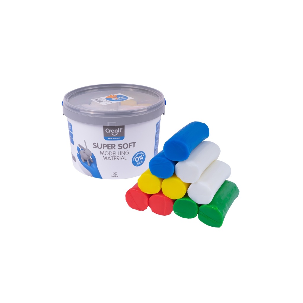 Supersoft Knete 1750g Kübel (Rot, Grün, Blau, Gelb, Weiß)