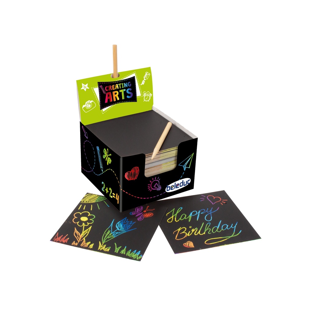 Kratzblätter (200 Blätter + 24 Stifte)