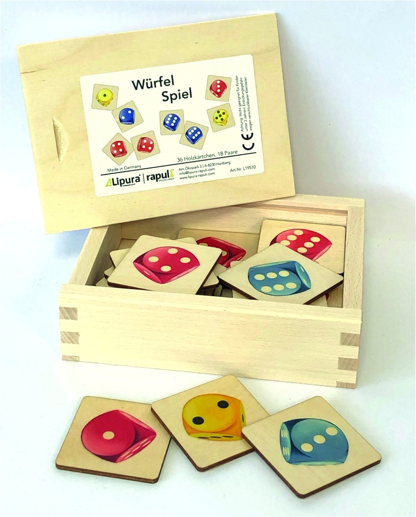 Würfelspiel - 18 Paare in Holzbox