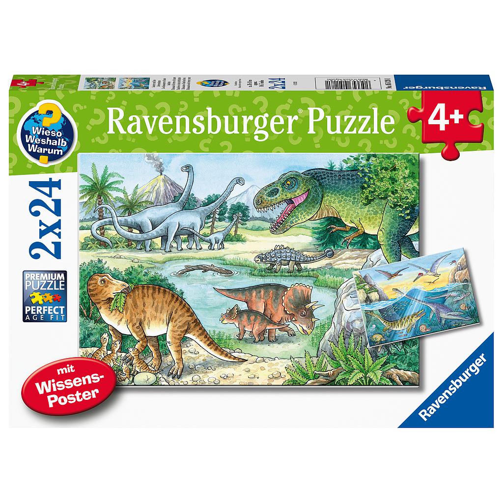 2 x 24 Teile Puzzle Dinosaurier