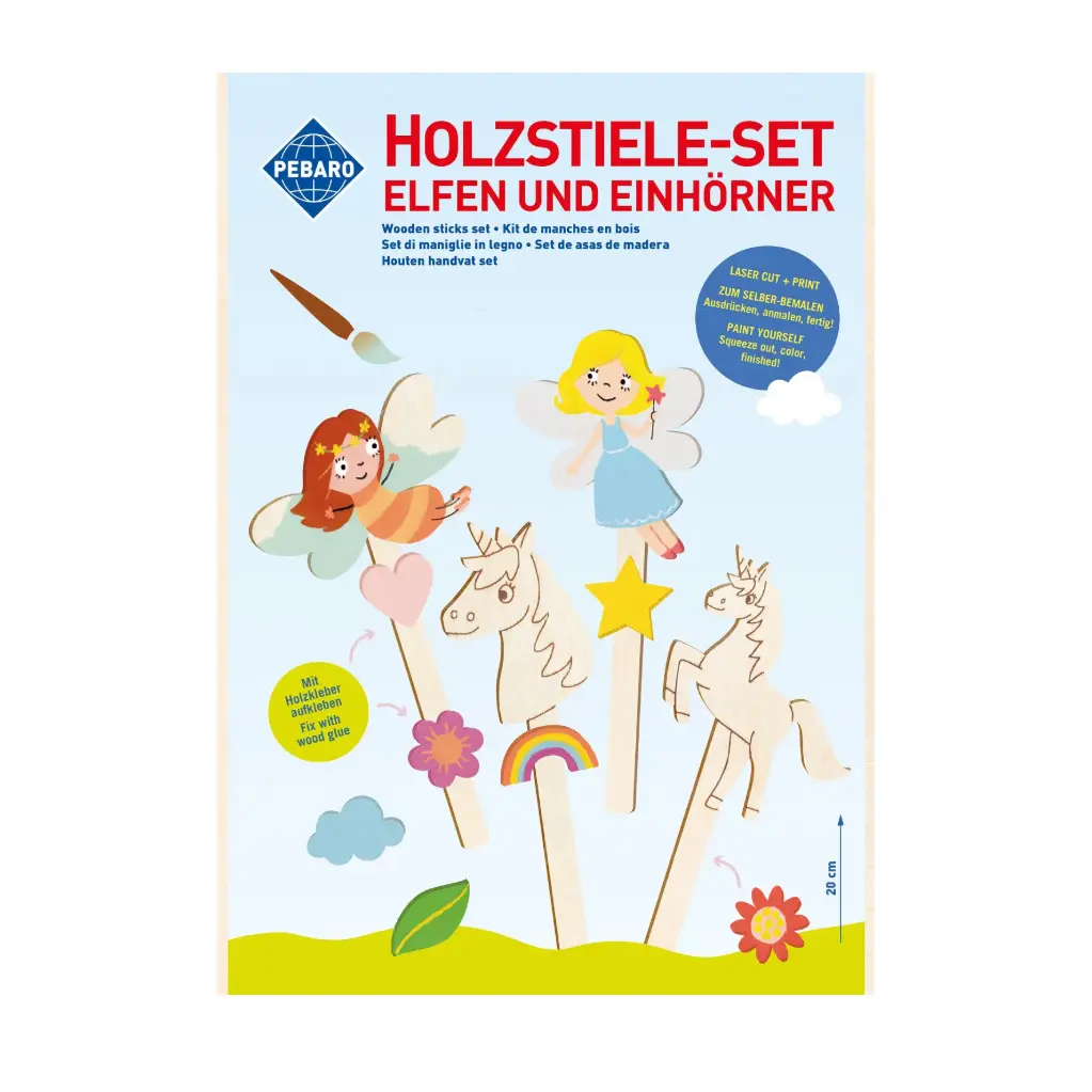 Holzstiele-Set Elfen und Einhörner 