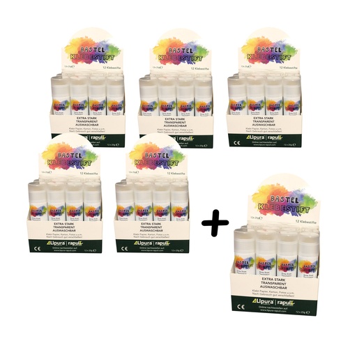 [113183-72] Rapuli Bastel Klebestifte 12er Box  -  5 + 1 Aktion