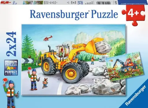 [104005W] Puzzle 2 x 24-tlg. "Bagger und Waldtraktor"